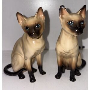Vintage 1960's Lefton Siamese Cat Figurine Figure Ceramic Lot Of 2
